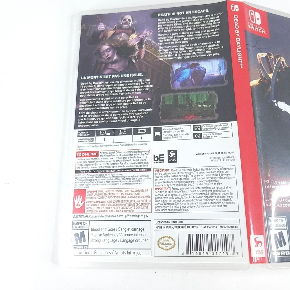 Dead By Daylight Nintendo Switch Original Box Case Replacement